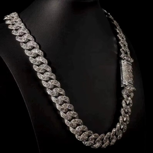 Luxury Iced Out Rhodium Plated Moissanite Cuban <b>Chain</b> Necklace VVS1 Orthodox Hip Hop Jewelry for Party Gift - Product Image 1