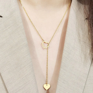 Collar con Colgante de Corazón Romántico y Moderno, Oro Rosa, Diamantes y Perlas como Piedras Principales, Cadena con Baño de Rodio, para Regalo de Compromiso - Product Image 4