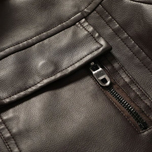 Chaqueta de cuero de invierno de calidad superior para hombre, logotipo personalizado, cuello levantado, a prueba de viento y tela de lona transpirable, recién llegado - Product Image 6