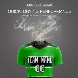 Uniforme de Fútbol Personalizado de Secado Rápido, 100% Poliéster, Impermeable, Verde y Negro, Conjunto Completo Unisex para Adultos, Servicio OEM, Superventas - Product Image 3