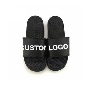 Black Color Flat Slippers UnisexTrending Light Weight Anti Slip Slides Logo PVC Blank Designers Custom Foot Wear Slippers