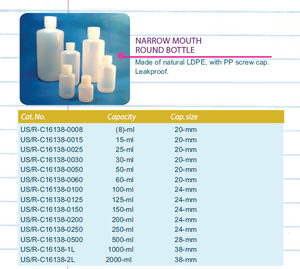 PP tapón de rosca transparente LDPE redondo botella de boca estrecha - Product Image 3
