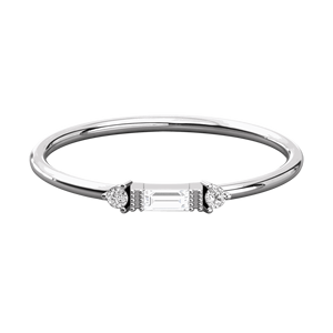 แหวนหมั้นเพชรทรงกลมและทรงบาแกตต์ 3 เม็ด สำหรับเธอ - Product Image 3