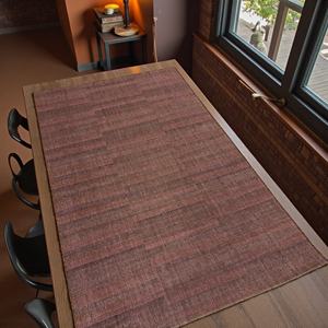 Alfombra Abstracta Tejida a Mano en Tonos Marrón y Rosa |   Alfombra Moderna Minimalista Ecológica de Fibra Natural, Apta para Mascotas |   Lana Hecha a Mano - Product Image 5