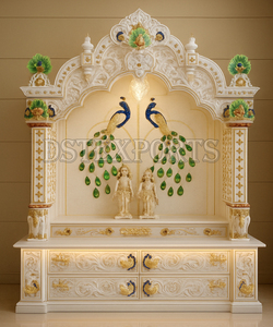 เฟอร์นิเจอร์ตกแต่งบ้านทำจากไม้สักลายนกยูงสีขาวทำด้วยมือลายนกยูงทำจากหินอ่อนของสหราชอาณาจักร - Product Image 5