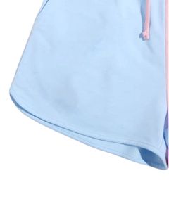 Blue Pink Colorblock <b>Women</b> <b>Shorts</b> Soft Cotton Casual Summer <b>Shorts</b> Elastic <b>Waist</b> Drawstring Comfortable <b>Gym</b> Running Activewear - Product Image 5