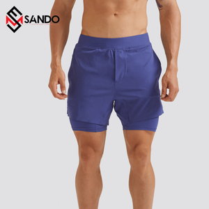 Wholesale High Quality Men's Gym Shorts Double <b>Layer</b> Mesh Custom Logo Elastic Waist Fitness Shorts Pocket Casual Anti-Wrinkle - Product Image 5