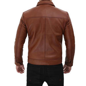Veste en cuir coupe-vent personnalisable pour hommes/Veste mode en cuir chaude d'hiver à col rabattu confortable pour la vente en ligne - Product Image 3