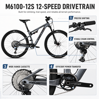 Vélo de montagne tout suspendu en fibre de carbone 29 pouces, 12 vitesses, frein à disque hydraulique M6100-12S, XC Trail MTB
