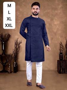 Festivals et célébrations dessinés à la main imprimé taille adulte Occasions vêtements pakistanais hommes traditionnel indien coton Kurta - Product Image 4