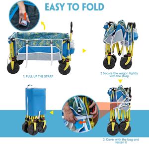 รถเข็นชายหาดพับได้ลากกลางแจ้งสำหรับตั้งแคมป์รถเข็นชายหาดแบบพับได้น้ำหนัก330ปอนด์รถเข็นชายหาดพับได้สำหรับงานหนักพร้อมประตูท้าย - Product Image 4