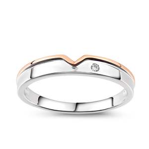 แหวนเพชรผู้ชายเงินแท้รูปหัวใจสองสี Jeulia - Product Image 1