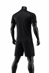 Conjunto de Camiseta de Fútbol Personalizada para Hombre, Negra, con Estampado por Transferencia de Calor, Manga Corta, Absorbe la Humedad, Transpirable, Cuello en V, Ajuste Atlético, 100% - Product Image 6