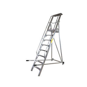 8-Step Aluminum Alloy <b>Platform</b> <b>Ladder</b> with Work <b>Platform</b> Industrial Design for Outdoor & Indoor Use for Warehouses Staircases - Product Image 1