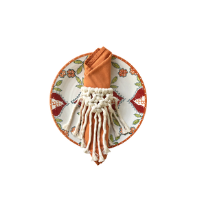 Breloque en macramé fait à la main tissé ornement décor mural porte-anneau de serviette anneaux de serviette - Product Image 6