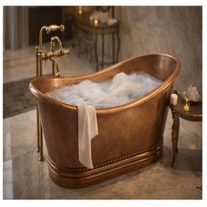 Bañera Independiente Rectangular de Lujo, Estilo Antiguo, Ecológica, con Acabado en Patina Dorada Francesa, de Cobre, con un Hermoso Diseño - Product Image 4