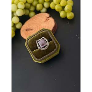 Bague ajustable en argent sterling et coquille de Wampum violette, artisanale Navajo, objet culturel de collection - Product Image 4
