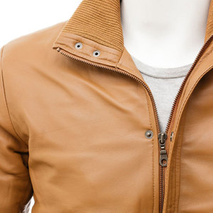 Men's High Quality Vintage Leather Biker Jacket High Street Style Winter Warm Plain Dyed Winter Jacket - Product Image 4