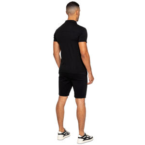 Nuevo conjunto doble de verano de moda para hombre, cuello vuelto de manga corta para camiseta Polo y pantalones cortos, traje de 2 piezas con patrón sólido - Product Image 3
