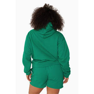 2025 New Arrival Custom Oversized Hoodie <b>Above</b> Knee Sweat Shorts Women's 2-Piece Sports Wear Loose Fit Knee Sweat Shorts Set - Product Image 5