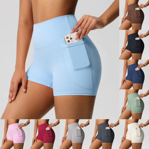 Pantalones cortos de yoga al por mayor gimnasio fitness transpirable deporte entrenamiento personalizado gimnasio deporte entrenamiento sin costuras fitness yoga pantalones cortos - Product Image 1