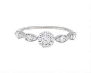 Bague de fiançailles Halo en or massif 0.50 en argent sterling 925 avec diamant créé en laboratoire, design étonnant, vente en gros - Product Image 4