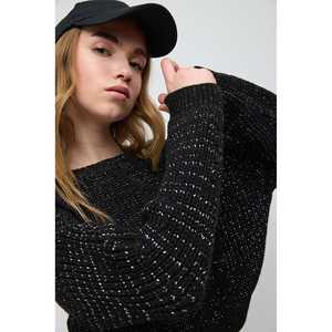 Pull court scintillant pour femme, tricot de haute qualité, imprimé floral, respirant, décontracté, saison hivernale, longueur courte, logo sur le devant - Product Image 4