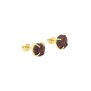 Juego de pendientes de piedra de nacimiento hechos a mano granate de 8-10mm, joyería de moda con chapado en oro, piedras preciosas crudas y Juego de puntas elegantes - Product Image 2