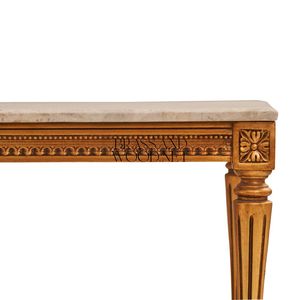 Mesa de Centro Rectangular de Lujo con Tapa de Mármol Premium y Detalles en Hoja de Oro Tallada a Mano para una Decoración Clásica de Sala de Estar - Product Image 4