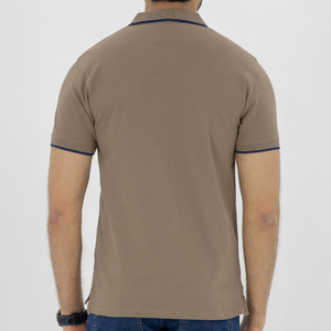 Polo de algodón de alta calidad 100% informal para hombre, camisa de media manga Camel, patrón sólido ecológico, técnica prensada con tinte liso - Product Image 4