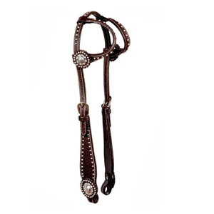 Cuir de qualité supérieure Western One Ear Headstall Basket Tooling SS Conchos & Stud Design Vente à chaud Fabricants en gros - Product Image 1