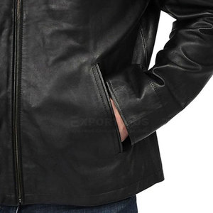 Vestes d'hiver en cuir de vache décontractées de haute qualité fabriquées au Pakistan, col montant, logo sur le devant, design personnalisé, vente en gros de vestes pour hommes - Product Image 6