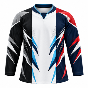Camiseta de Hockey sobre Hielo SINEWY para Hombre, Blanca, Sublimada, Cuello en V, Manga Larga, Transpirable, Secado Rápido, 100% Poliéster, Antibacteriana, Deportiva - Product Image 3