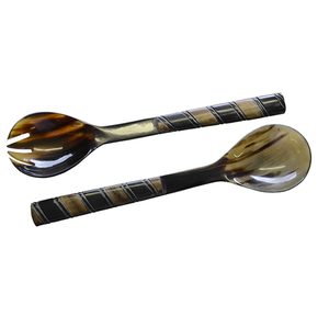Cuchara para servir ensalada de cuerno de búfalo y cubiertos Cucharas clásicas premium y vajilla fina Cuchara para ensalada de cuerno - Product Image 1