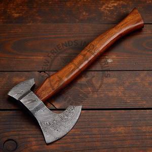 Hache Tomahawk en acier Damas forgée à la main, multifonctionnelle, pour le camping en plein air, avec manche en bois de rose, vente chaude - Product Image 3