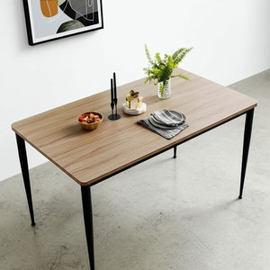BA68164 140cm Minimalist <b>Dining</b> <b>Table</b> Set Industrial <b>Small</b> Plywood Top with Tapered Iron Legs Assembly Required - Product Image 2