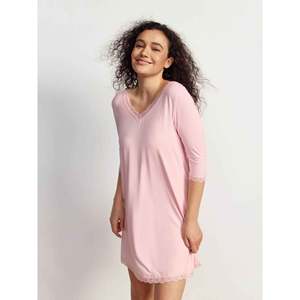 Conjunto de Pijama Premium para Mujer, Camisón de Manga 3/4, Cuello Redondo, Bambú, Elástico, Personalizable, Ropa de Dormir, Vestido de Noche - Product Image 1