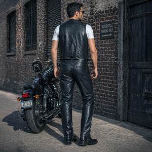 Mens Motorcycle Leather <b>Pants</b> - Product Image 3