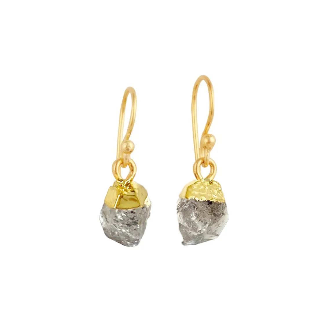 Rozzo Herkimer diamante gemma 925 in argento Sterling metallo galvanico in pietra naturale ciondolo oro Vermeil orecchini gancio
