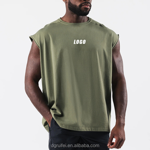 Chaleco deportivo de entrenamiento sin mangas muscular para hombre al por mayor 100% poliéster cuello redondo logotipo personalizado gimnasio Stringer hombres camiseta sin mangas - Product Image 1