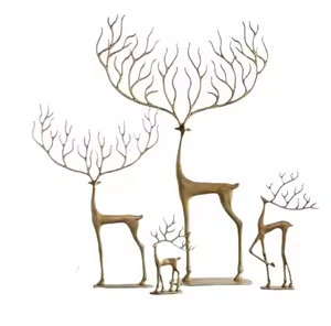 Juego de interior fundido de la mejor calidad de dos esculturas de ciervo de aluminio, vajilla de salida de fábrica, artículos decorativos para el hogar de decor IMPEX - Product Image 2