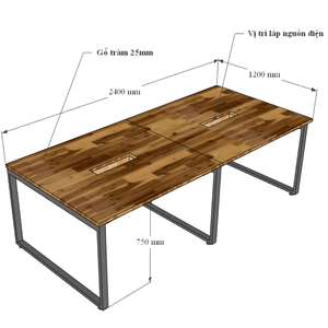 Acacia Wood Conference <b>Table</b> 120x240cm with Industrial Iron Legs <b>Office</b> Furniture for Hotel - Product Image 6
