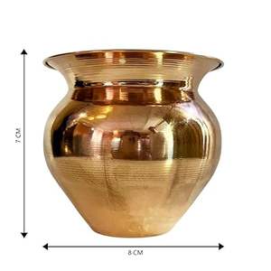HOME GENIE Kalash Lota en cuivre pour Pooja Décoration de temple Pot indien traditionnel pour festivals Rangement de cadeaux Vastu - Product Image 2