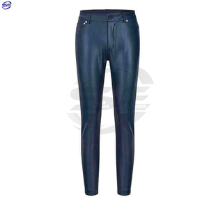 Pantalones de cuero para hombre más vendidos, ropa informal de calidad superior, tela de lona ligera de cintura alta, patrón recto teñido liso - Product Image 1