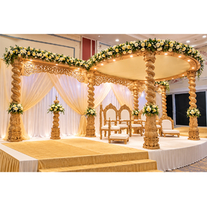 Ensemble de Mandap en bois rond moderne pour mariage, sculpté, pour mariages hindous et fêtes, fabricant de chaises pour grandes mariages indiens au Royaume-Uni - Product Image 1