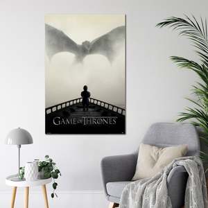 Modern Style 'Game of Thrones' <b>Poster</b> Black <b>Frame</b> with 'Lion & Dragon' Design for Wall Decor - Product Image 2