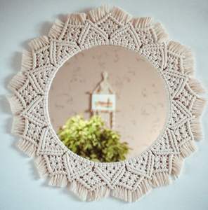 Beautiful Macrame Wall <b>Hanging</b> <b>Mirror</b> | Handmade Boho Wall <b>Hanging</b> <b>Mirror</b> for Wall Decor at Best Price by Isar - Product Image 1
