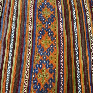 พรมวินเทจตุรกี ขนาด 3.1x9.8 ฟุต (93x300 ซม.) พรมคิลิมสีน้ำเงินส้มลายแบบนามธรรม - Product Image 5