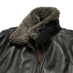 Chaqueta de Piloto de Cuero Genuino para Hombre |   Cuello de Lana |   Chaquetas de Hombre Estilo Bomber Retro - Product Image 6