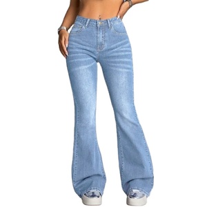 Modern Belbottom Women's Ice Blue Skinny High Waist Denim <b>Boot</b> Cut Jeans 100% Cotton Breathable Eco-Friendly Size 26 40 Street - Product Image 1